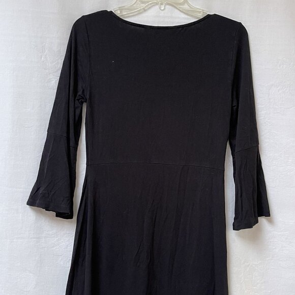 Boden Dress Womens 4 R Black Bell Sleeve Scoop Neck Miriam Stretch Jersey Y2K - Picture 6 of 10